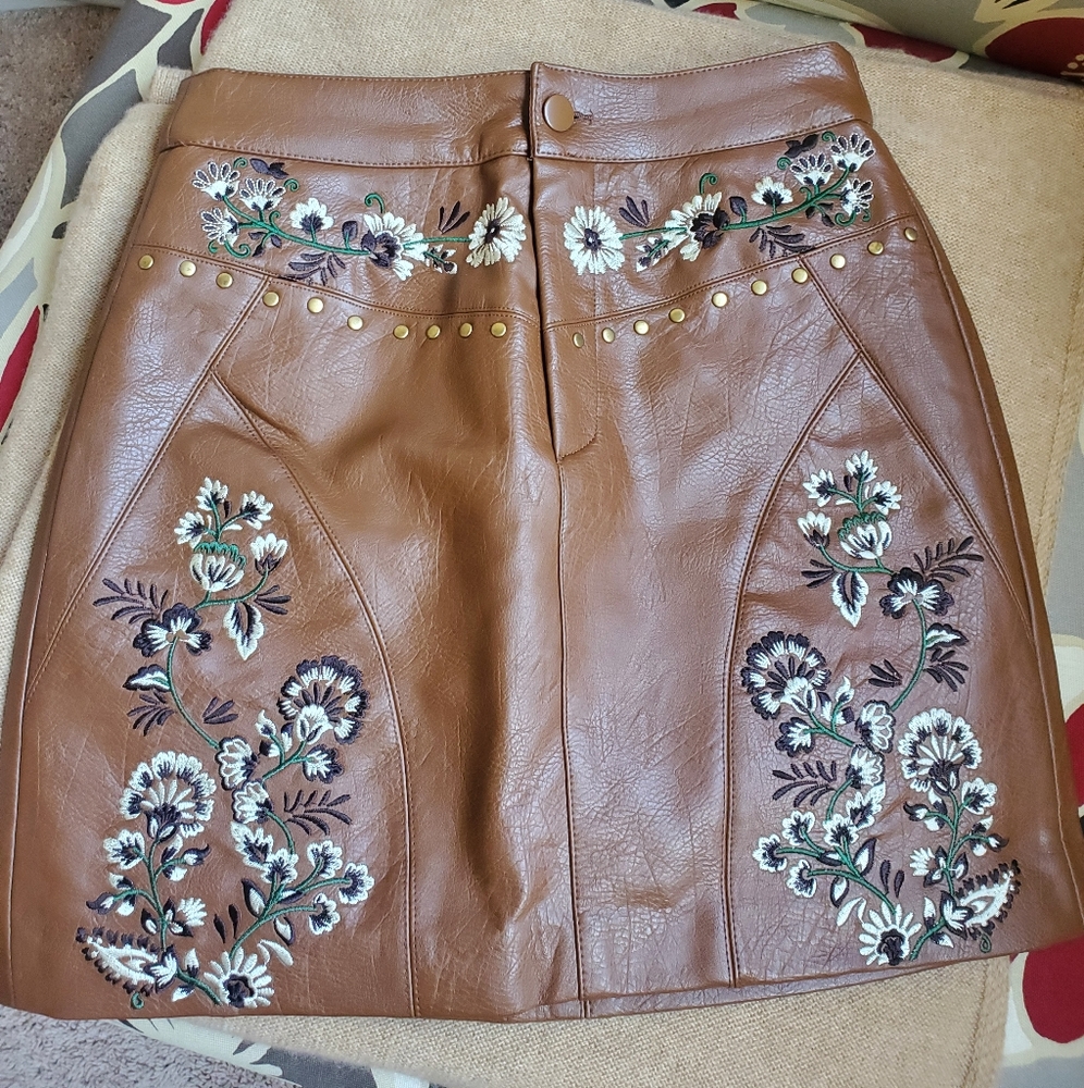 Brown Embellished Skirt